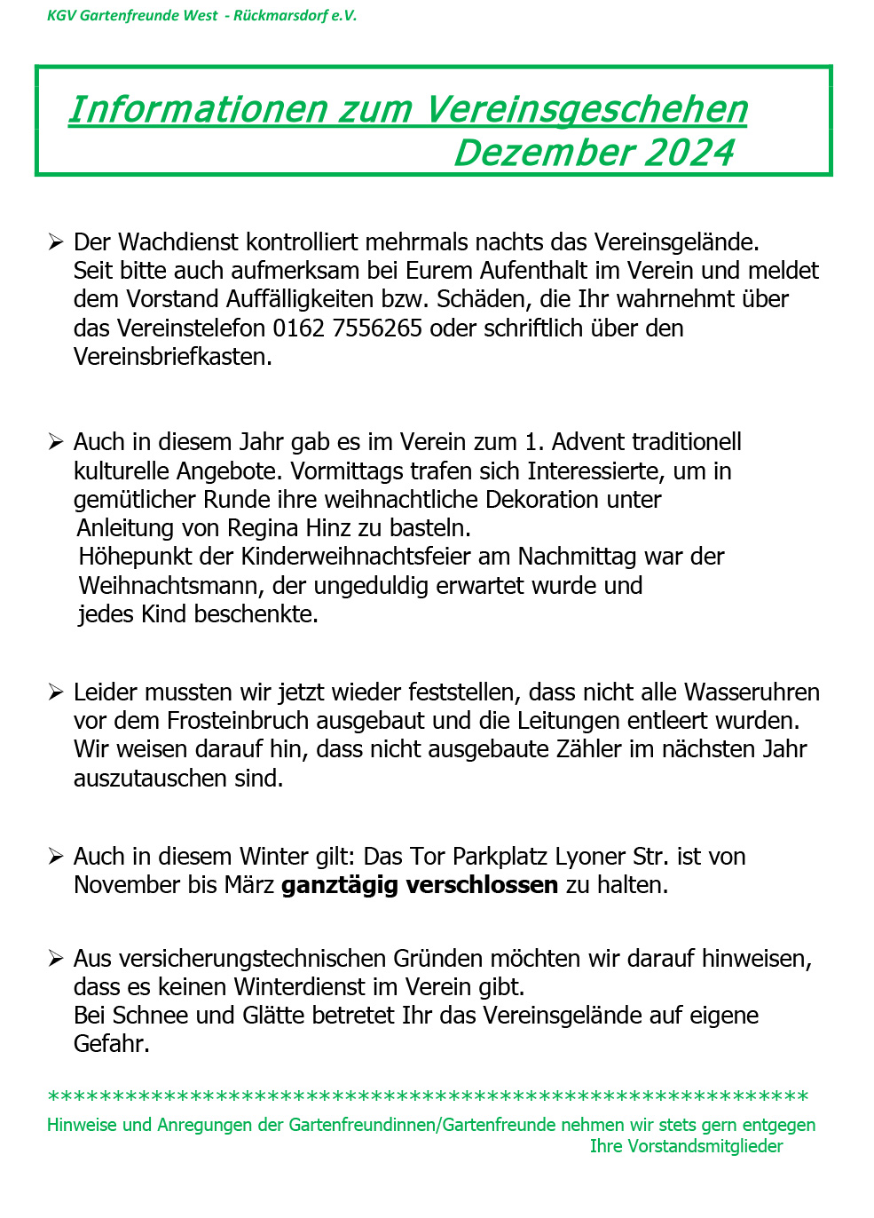 Infoblatt Dezember 2024