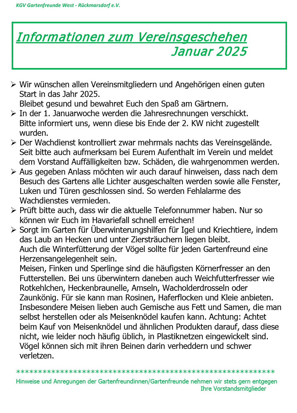 Infoblatt Januar 2025