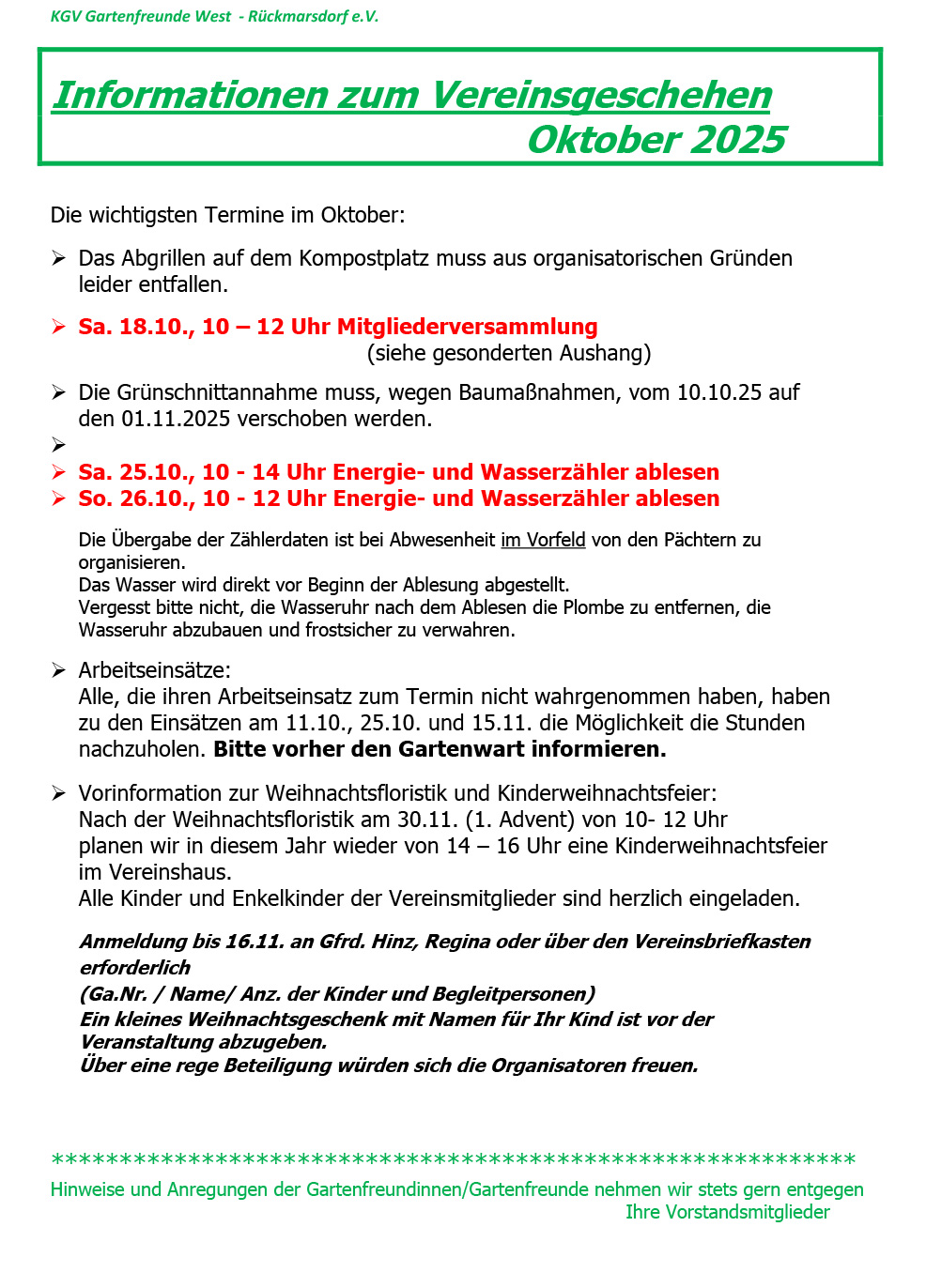 Infoblatt Oktober 2025